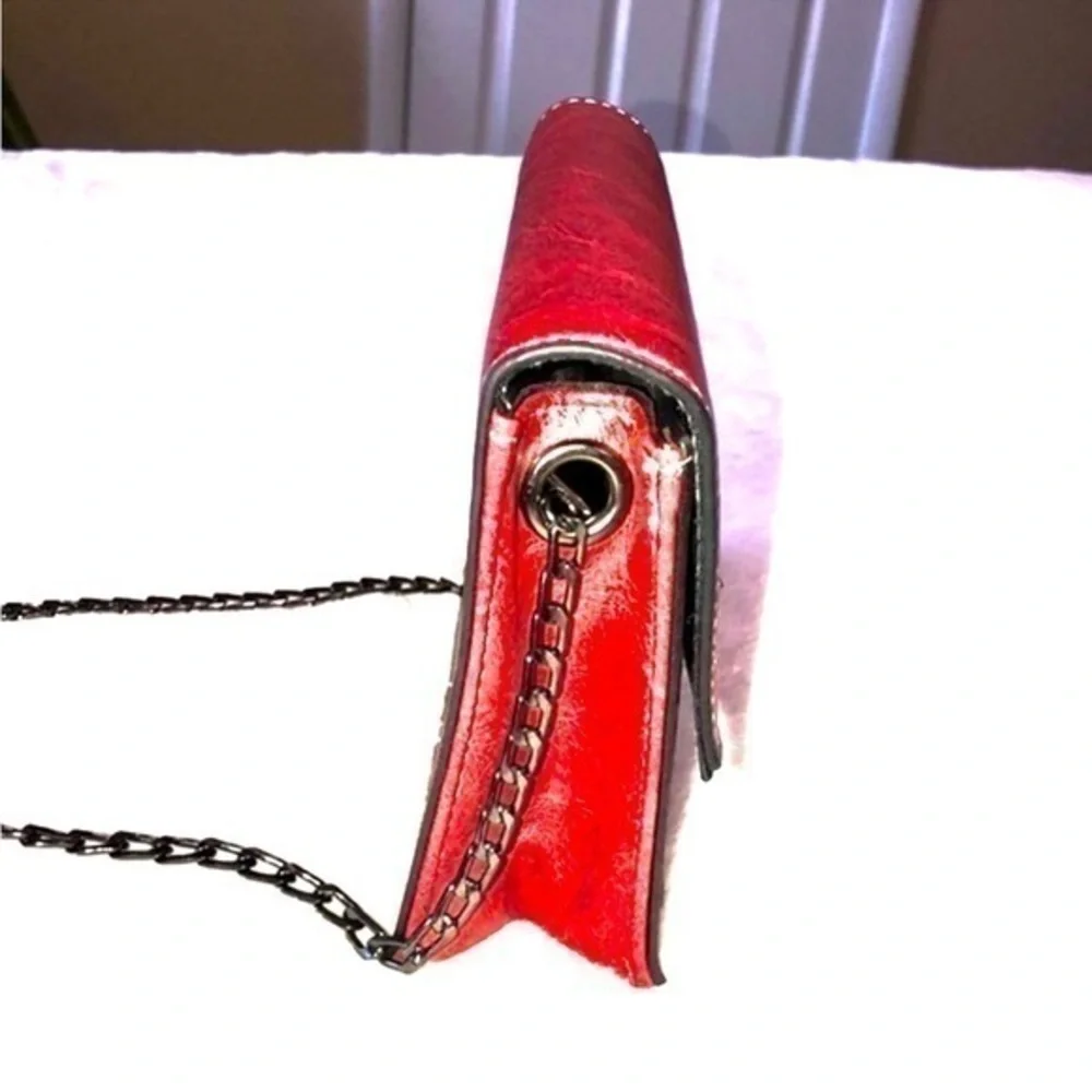 Unbranded Crossbody‎ Bag Chain Strap Turn Lock Red Womens Small